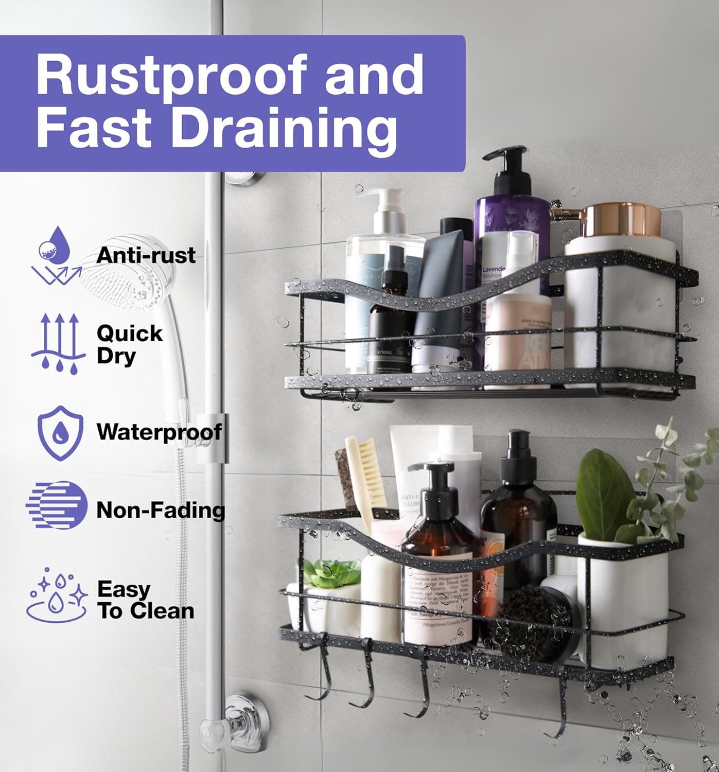 Adhesive Stainless Shower Caddy – image 2