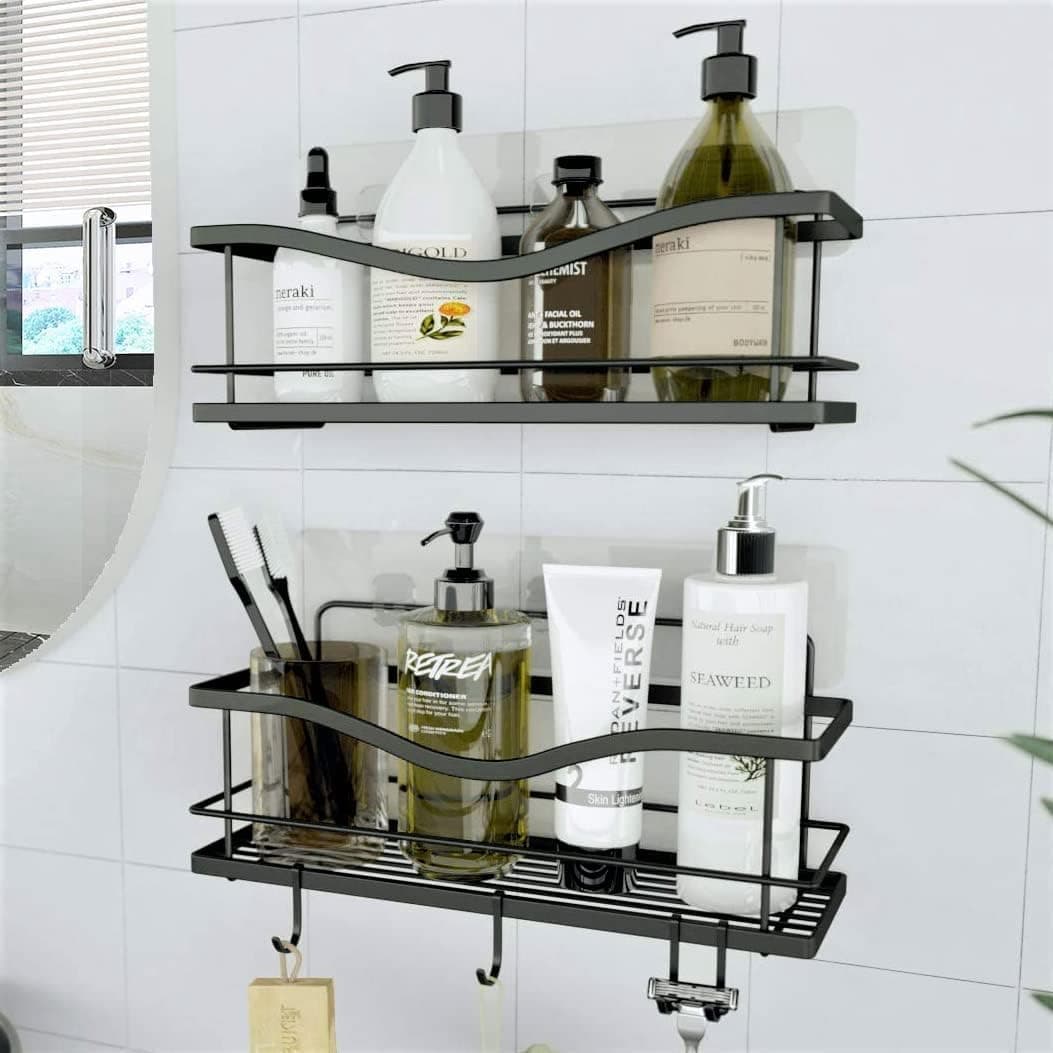 Adhesive Stainless Shower Caddy – image 1