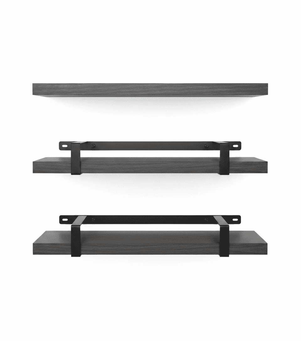 BAYKA Floating Shelves for Wall, Rustic Wood Set of 3 (15.7in) – image 1