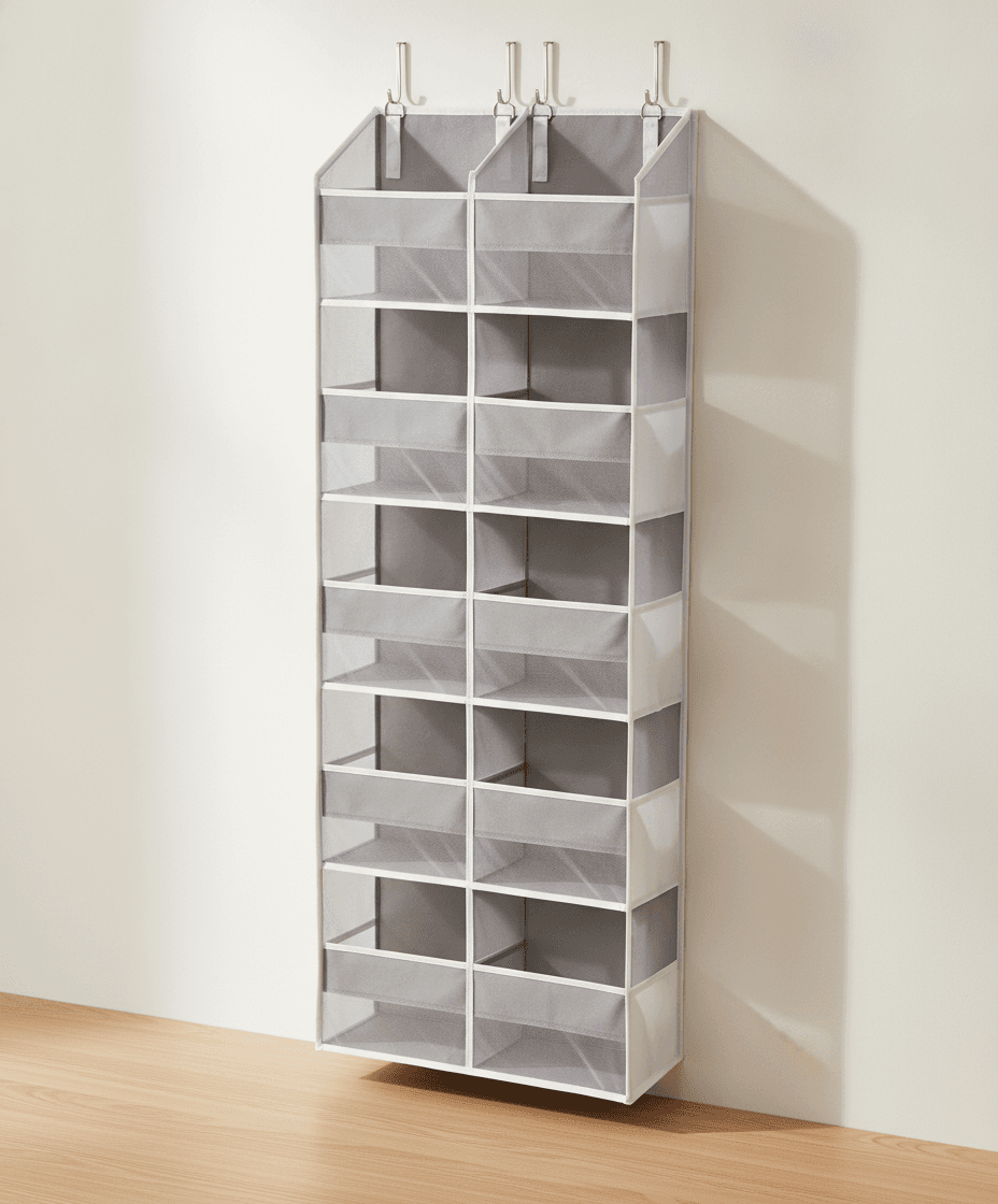 Over The Door Organizer 5-Tier 20-Pocket, Light Grey – image 2