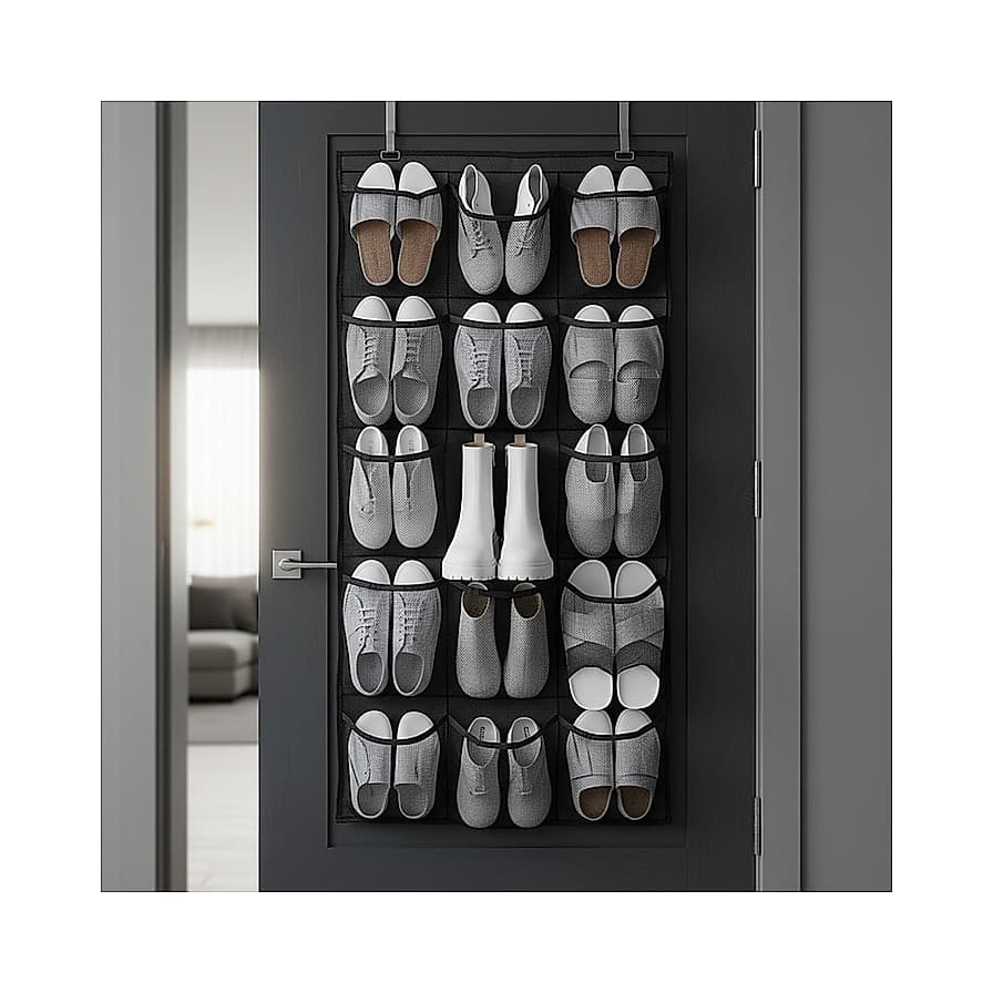 SLEEPING LAMB Over The Door Shoe Organizer with Large Deep Pockets, Black โ image 1