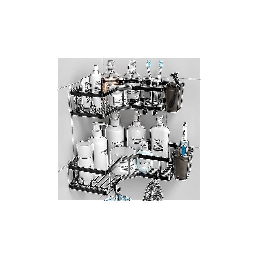 AKTECKE Corner Shower Caddy 2-Pack, Adhesive Stainless Steel Shower Organizer β image 1