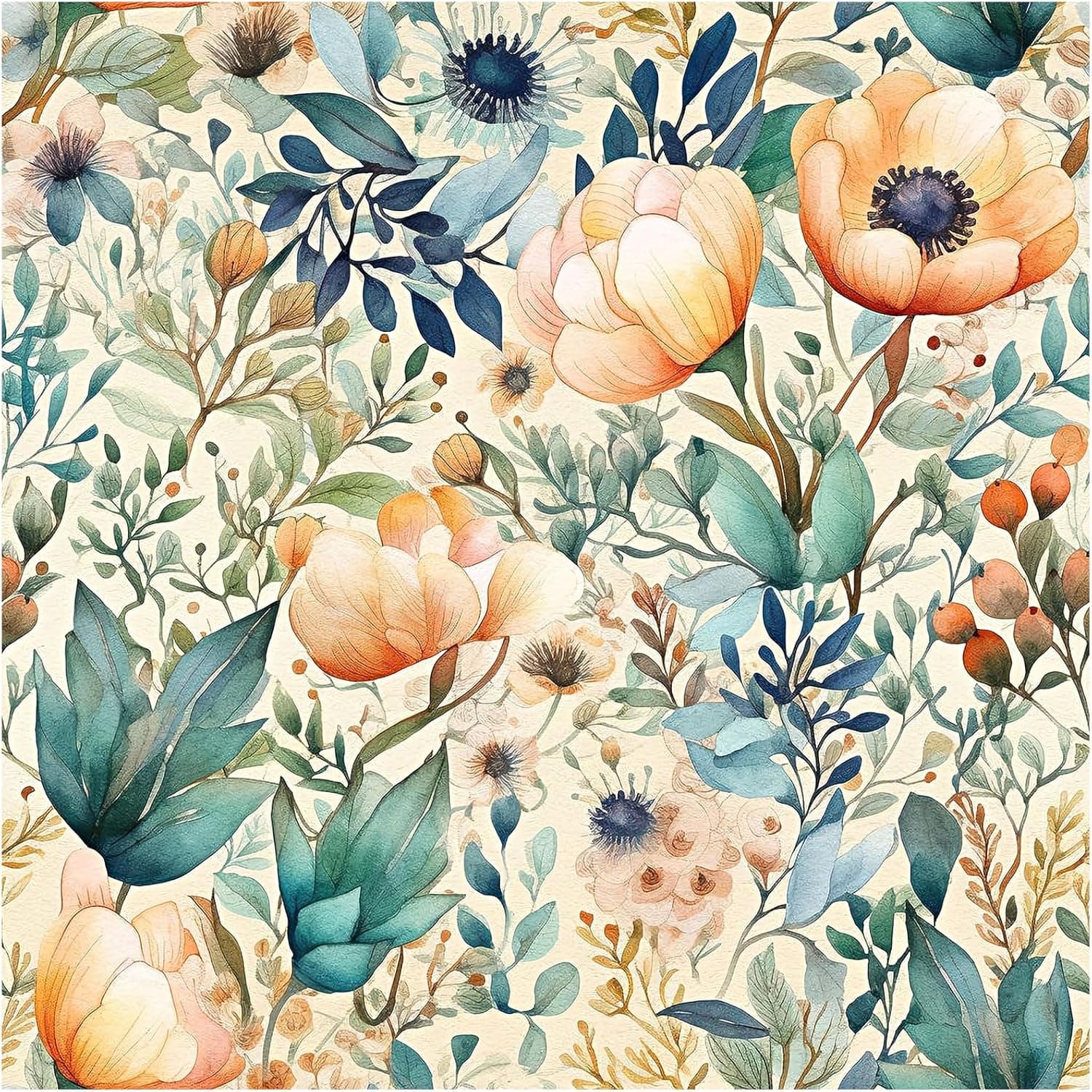 Luvdecor Peel and Stick Wallpaper Vintage Floral Removable Boho Wallpapers – image 1