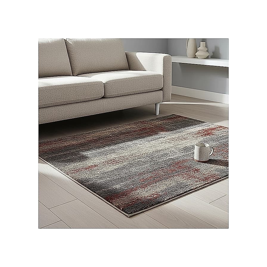 vivorug Washable Area Rug 4x6, Gray/Rust Abstract – image 1
