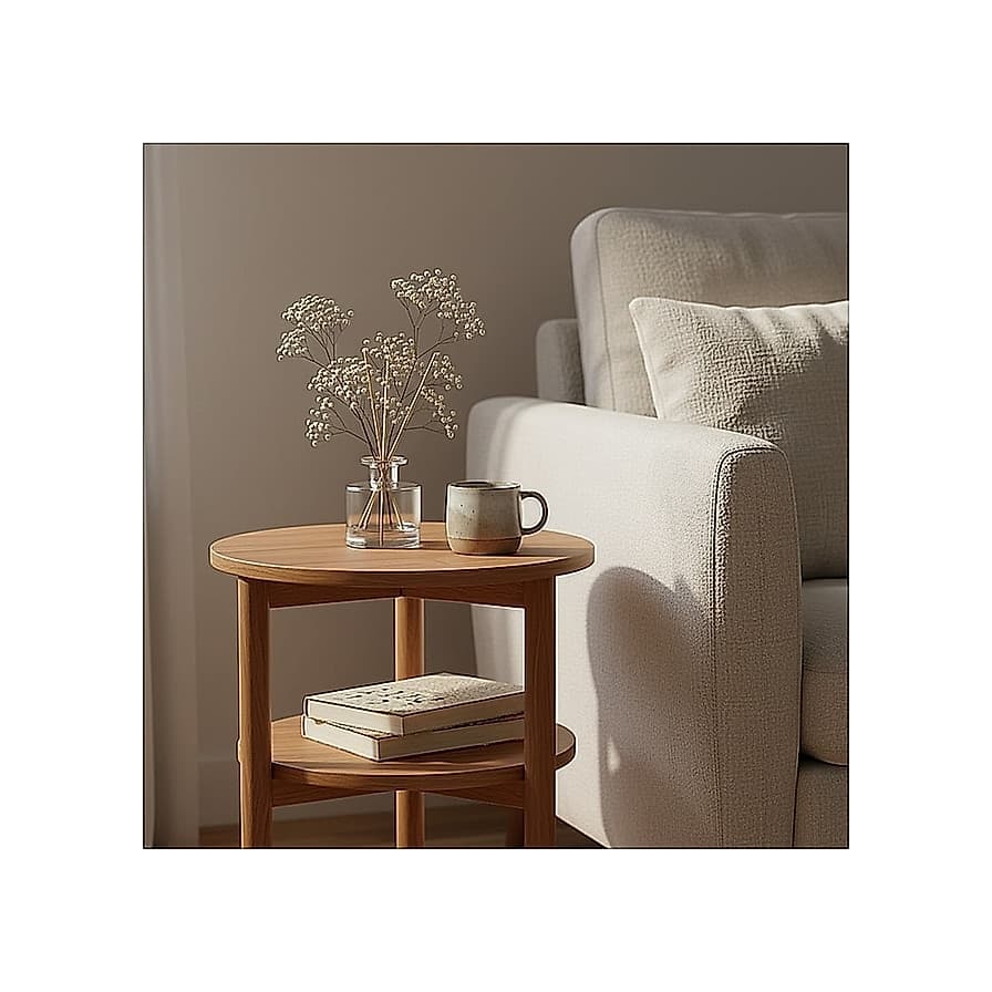 VASAGLE MAEZO 2-Tier Round Side Table, Honey Brown – image 1