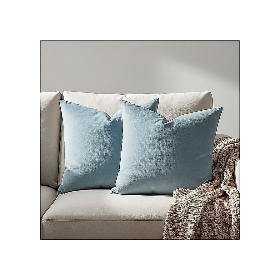 MIULEE Velvet Throw Pillow Covers 18x18, 2-Pack, Light Blue – image 1