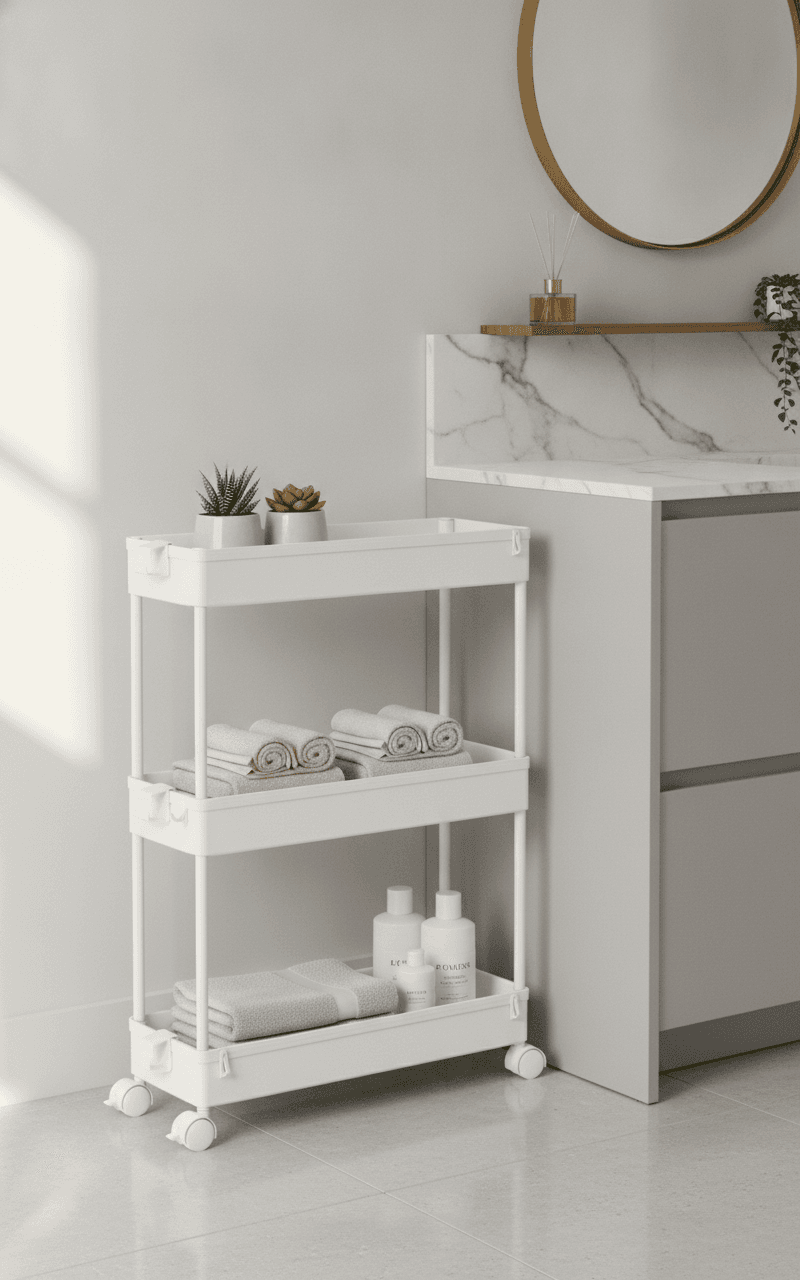 SPACEKEEPER Slim Rolling Storage Cart, 3 Tier – image 2