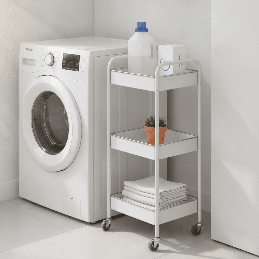 SPACEKEEPER Slim Rolling Storage Cart, 3 Tier – image 3