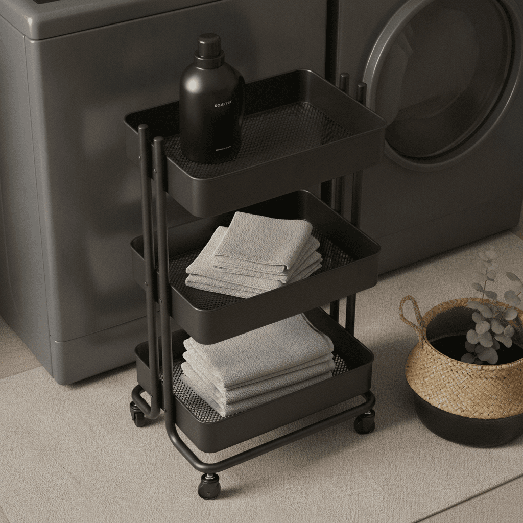 LEHOM Slim Rolling Storage Cart 4 Tiers, 7.1in W, Black – image 5
