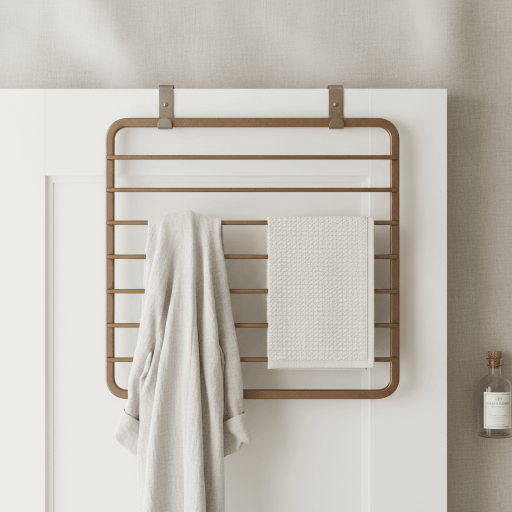 mDesign Collapsible Over The Door Drying Rack, 2 Tiers, Bronze – image 4