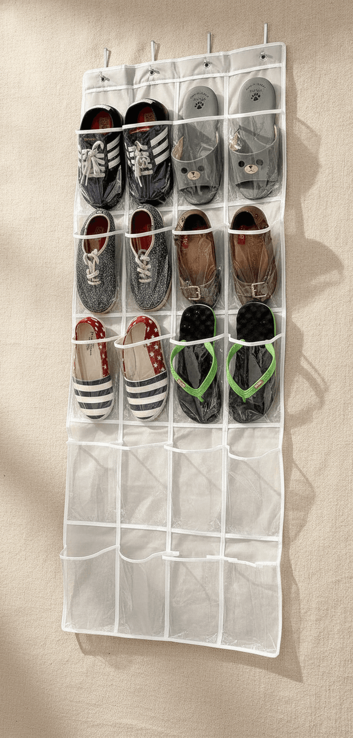 Simple Houseware 24 Pockets Over The Door Hanging Shoe Organizer, Gray – image 2