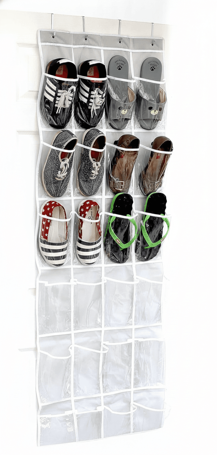 Simple Houseware 24 Pockets Over The Door Hanging Shoe Organizer, Gray – image 1