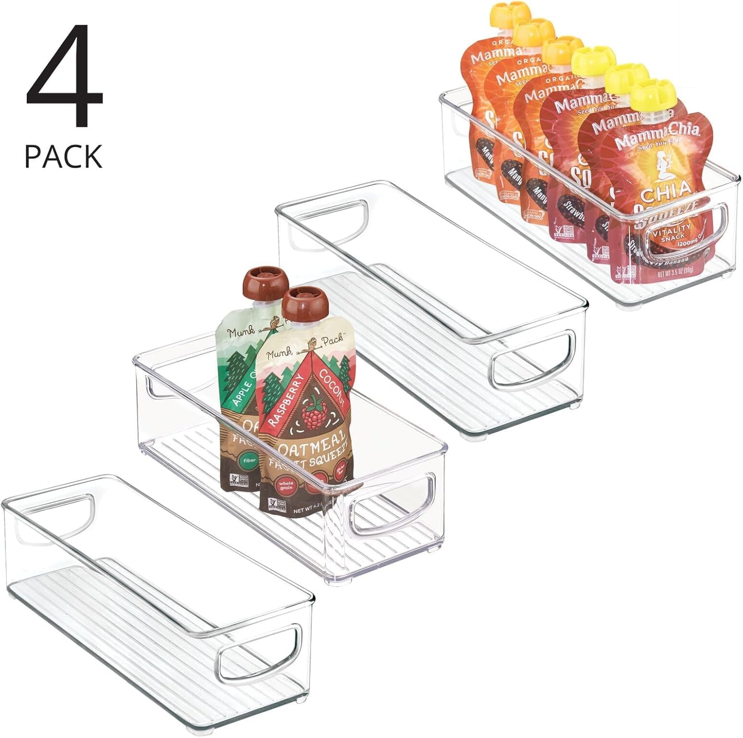 mDesign Kitchen Cabinet and Pantry Storage Organizer Bins, Pack of 4, Shallow, Clear – image 3