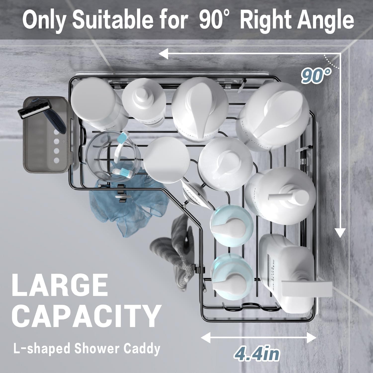 AKTECKE Corner Shower Caddy 2-Pack Adhesive Stainless Steel – image 3
