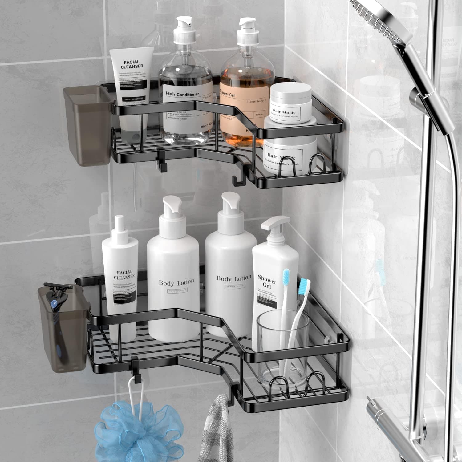 AKTECKE Corner Shower Caddy 2-Pack Adhesive Stainless Steel – image 2