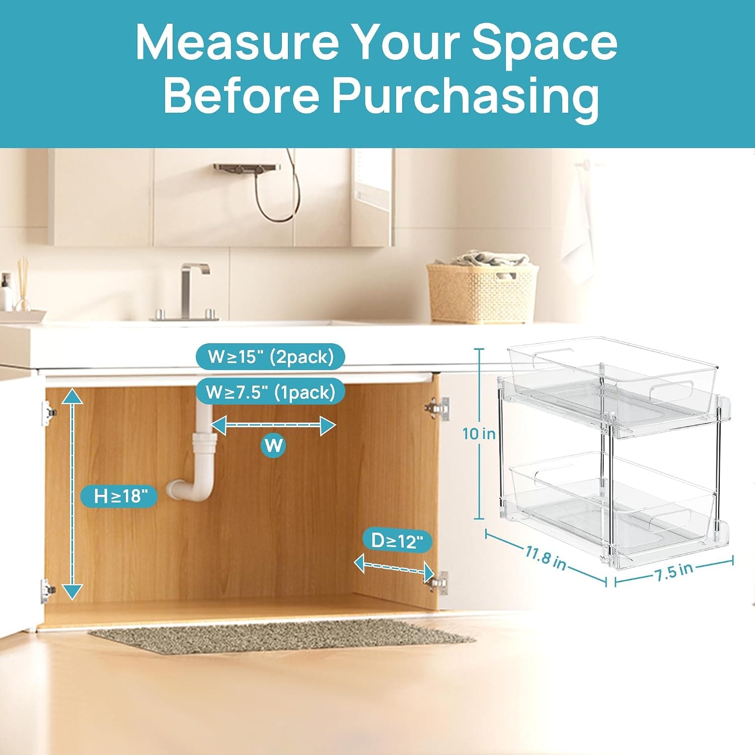 Vtopmart 4 Pack Pull Out Bathroom Under Sink Organizer – image 3