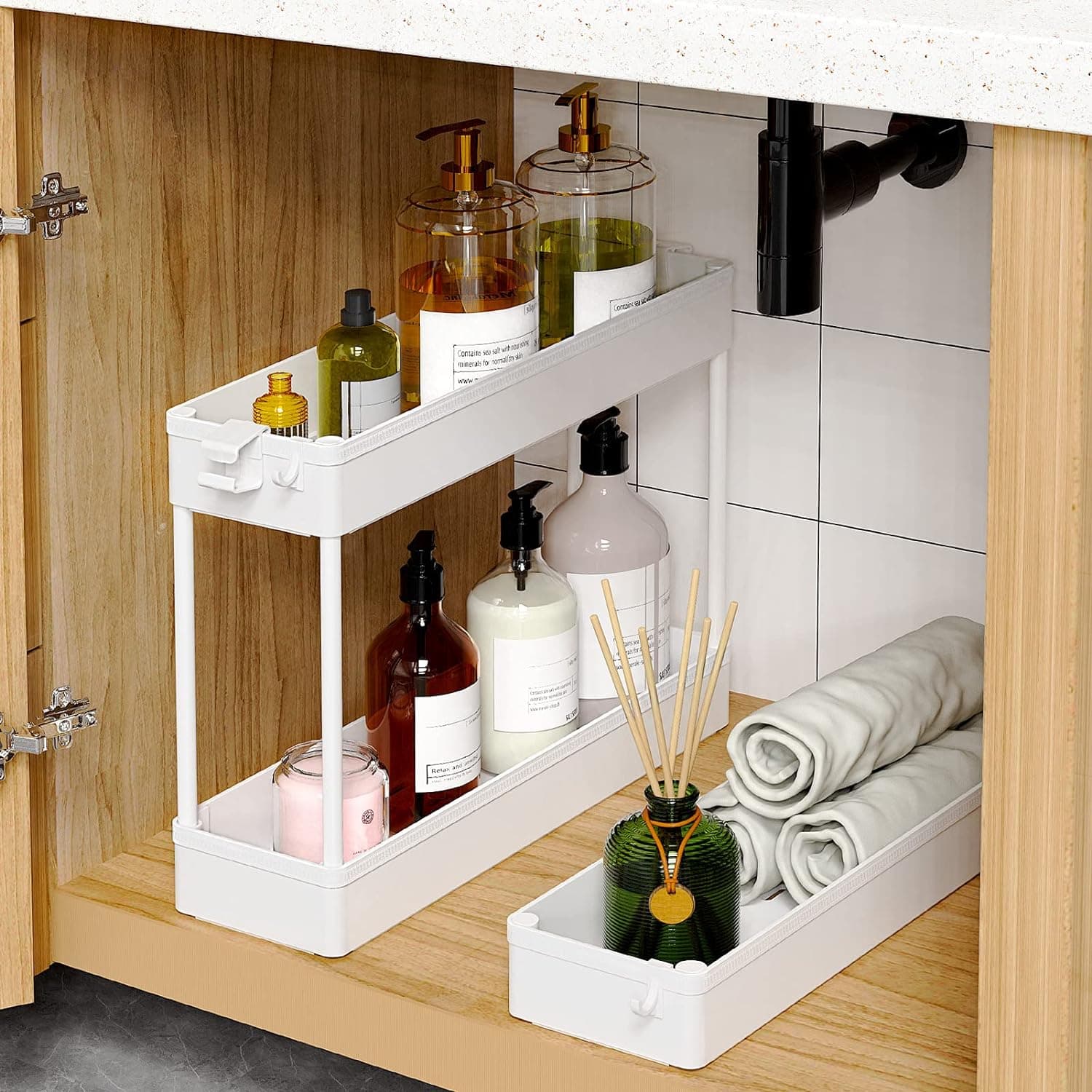 SPACEKEEPER Slim Rolling Storage Cart 3-Tier Narrow Bathroom Organizer – image 3