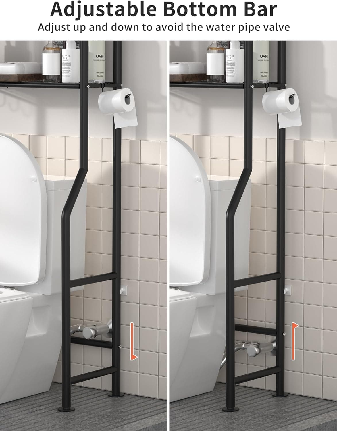 Livilord 3-Tier Over The Toilet Storage Freestanding Metal Shelves with 4 Hooks – image 4